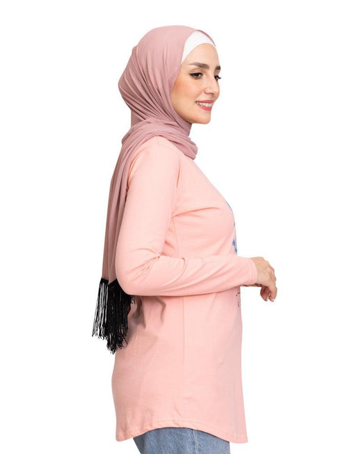 Powder Rose Printed Long - Sleeve Design 45 - Khotwh